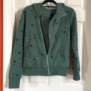 Asymmetric Zip Up Hoodie with Stars